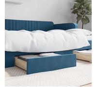 Tiroirs de lit 2 pcs bleu bois d ingénierie et tissu