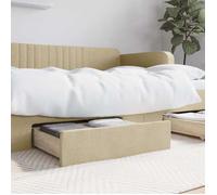 Tiroirs de lit 2 pcs crème bois d ingénierie et tissu