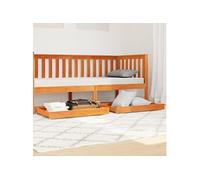 vidaXL Tiroirs de Lit de Jour 2 pcs, Meuble de Rangement avec Roulettes, Accessoire de Chambre à Coucher, Cire Marron Bois de Pin Massif Marron G