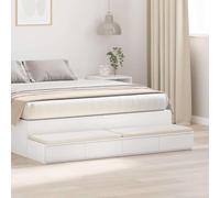 Tiroirs de lit minimalistes blancs 150x36,5x16,5 cm en bois d'ingénierie, ouverture tactile, capacité 5 kg chacun, fonction assise et marche, nettoyage facile.