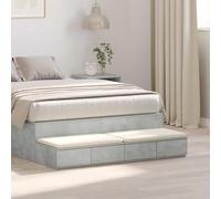 Tiroirs de lit minimalistes gris béton 120x36,5x16,5 cm en bois d'ingénierie, ouverture tactile, capacité 5 kg chacun, fonction siège et marche, nettoyage facile