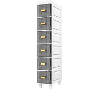 Tiroirs de Rangement empilables Armoire de Rangement de Salle de Bain Fine de 7 po de Largeur, Armoire de Rangement Mince pour Papier Toilette avec tiroirs et roulettes Transparents, Chariot