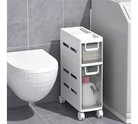 Tiroirs de rangement empilables, petite armoire de sol de salle de bain, tiroirs transparents mobiles, armoire de sol étroite et haute avec roulettes, tiroir chariot de rangement, tour de rangement en