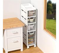 Tiroirs de rangement empilables, petite armoire de sol de salle de bain, tiroirs transparents mobiles, armoire de sol étroite et haute avec roulettes, tiroir chariot, tour de rangement en plastique