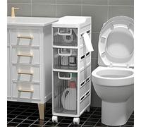 Tiroirs de rangement empilables, petite armoire de sol de salle de bain, tiroirs transparents mobiles, armoire de sol étroite et haute avec roulettes, tiroir chariot, tour de rangement en plastique