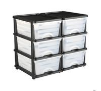 Tiroirs de Rangement en Plastique-Duoku-Lot de 2-Tour à 6 Tiroirs-Organiseur à 3 Niveaux avec Bacs pour Fournitures de Bureau