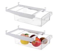 Tiroirs de réfrigérateur : lot de 2 organiseurs de réfrigérateur réglables pour fruits, légumes, fruits de mer, bacs à étagères coulissantes transparents, conteneurs de rangement pour réfrigérateur