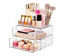 Tiroirs Organisateur de Cosmétiques, Tiroirs Empilables pour Cosmétiques de Grande Capacité-3 Étages, Rangement Maquillage Organisateur a Coussinets Antidérapants, Organisateur Maquillage avec Tiroir