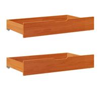 vidaXL Tiroirs sous le lit 2 pcs pin massif Brun cire 95x55x17 cm à roulettes