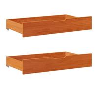 vidaXL Tiroirs sous le lit 2 pcs pin massif Brun cire 95x55x17 cm à roulettes