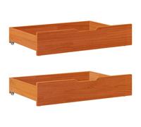 vidaXL Tiroirs sous le lit 2 pcs pin massif Brun cire 95x55x17 cm à roulettes