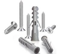 Tiruiya 200 Pièces Ensemble de Cheville Beton et Vis, 100 Vis Aciers Inoxydables, 100 Chevilles Murales pour Brique Béton Parpaing Creux, Maçonnerie Fixation en Pierre