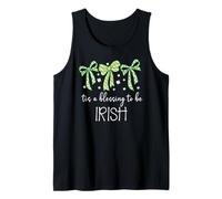 Tis a Blessing to be Irish Blessing St Patricks Coquette Bow Débardeur