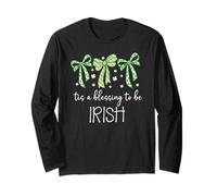 Tis a Blessing to be Irish Blessing St Patricks Coquette Bow Manche Longue