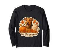 Tis The Season Airedale Terrier Chien Automne Automne Citrouille Mignon Manche Longue