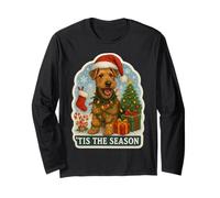 Tis The Season Airedale Terrier Chien Merry Christmas Holiday Manche Longue