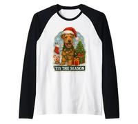 Tis The Season Airedale Terrier Chien Merry Christmas Holiday Manche Raglan