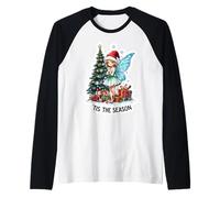 Tis The Season Arbre de Noël Fée Fête Fée Filles Conte de Fées Manche Raglan