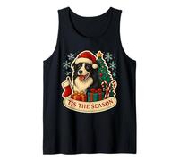Tis The Season Border Collie Chien Noël Maman Papa Propriétaire Fun Débardeur
