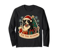 Tis The Season Border Collie Chien Noël Maman Papa Propriétaire Fun Manche Longue