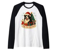 Tis The Season Border Collie Chien Noël Maman Papa Propriétaire Fun Manche Raglan