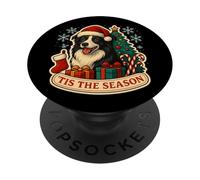 Tis The Season Border Collie Chien Noël Maman Papa Propriétaire Fun PopSockets PopGrip Adhésif