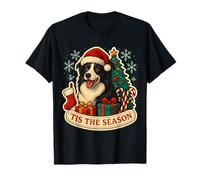 Tis The Season Border Collie Chien Noël Maman Papa Propriétaire Fun T-Shirt