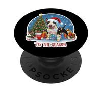 Tis The Season Chien Bull Terrier Miniature Merry Christmas PopSockets PopGrip Adhésif