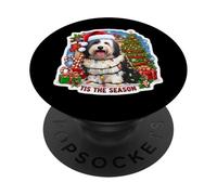Tis The Season Chien de Berger polonais des Plaines de Noël Maman Papa PopSockets PopGrip Adhésif