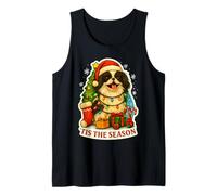 Tis The Season Chin Dog Japonais Merry Christmas Mom Dad Fun Débardeur