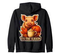 Tis The Season Cochon Automne Automne Citrouille Feuilles Farmer Rancher Sweat à Capuche