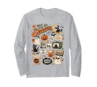Tis The Season Collage Halloween Effrayant Vintage Citrouille Automne Manche Longue
