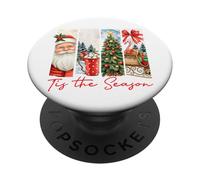 Tis The Season - Coup de Pinceau - Père Noël - Merry Christmas PopSockets PopGrip Adhésif