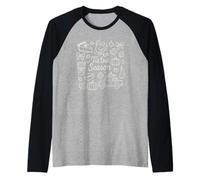 Tis The Season Fall Doodle Art Cozy Autumn Pumpkin Spice Manche Raglan
