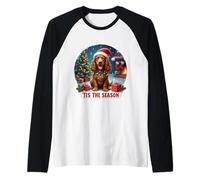 Tis The Season Field Spaniel Dog Joyeux Noël pour Maman et Papa Manche Raglan