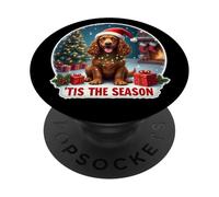 Tis The Season Field Spaniel Dog Joyeux Noël pour Maman et Papa PopSockets PopGrip Adhésif