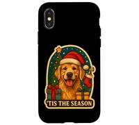 Tis The Season Golden Retriever Chien de Noël Maman Papa Propriétaire Coque pour iPhone X/XS