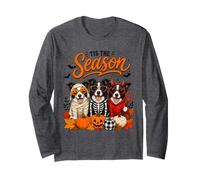 Tis The Season Halloween Border Collie Pumpkin Costume Manche Longue