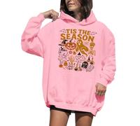 Tis The Season Halloween Sweat à capuche Halloween Tis The Season Sweatshirt amusant automne saison graphique sweat à capuche femme, rose, 3XL