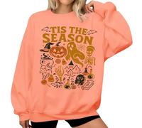 Tis The Season Halloween Sweatshirt Halloween Tis The Season Shirt Funny Fall Season Sweatshirt graphique pour femme, Orange, 3XL