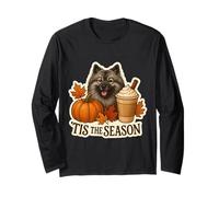 Tis The Season Keeshond Dog Automne Automne Citrouille Spice Latte Manche Longue