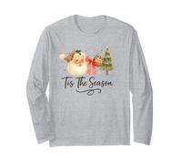 Tis The Season Leopard Santa, Vintage Watercolor Christmas Manche Longue