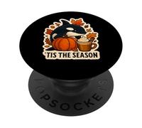 Tis The Season Orca Whale Automne Automne Citrouille Feuilles Vintage PopSockets PopGrip Adhésif