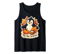 Tis The Season Pingouin Automne Automne Citrouille Feuilles Vintage Débardeur
