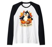 Tis The Season Pingouin Automne Automne Citrouille Feuilles Vintage Manche Raglan