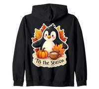 Tis The Season Pingouin Automne Automne Citrouille Feuilles Vintage Sweat à Capuche