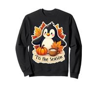 Tis The Season Pingouin Automne Automne Citrouille Feuilles Vintage Sweatshirt