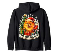 Tis The Season Poméranian Dog Merry Christmas Tree Mom Dad Sweat à Capuche