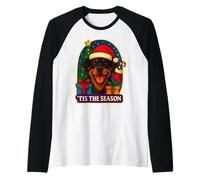 Tis The Season Rottweiler Arbre de Noël pour Maman Papa propriétaire Manche Raglan