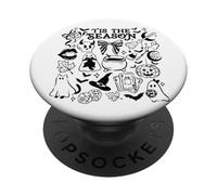 Tis The Season Spooky Halloween Icônes Fantôme Chauve-Souris Citrouille Art PopSockets PopGrip Adhésif
